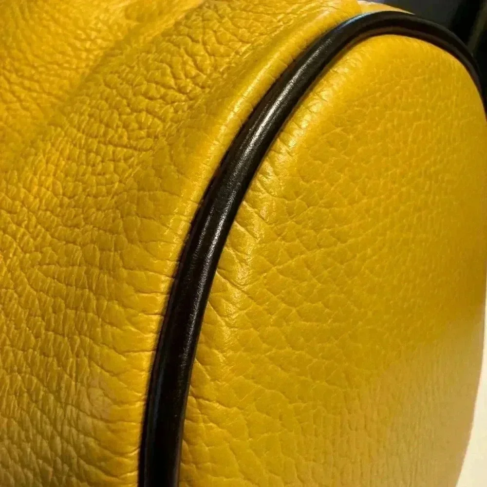 Valentina pebbled leather crossbody or shoulder bag. Yellow